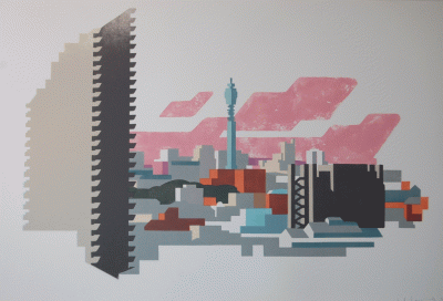 Telecom & Barbican Print by Paul Catherall