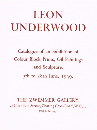 Leon Underwood Zwemmer Gallery