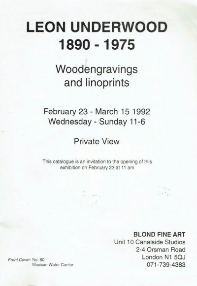 Leon Underwood 1890-1975. Woodengravings and linoprints