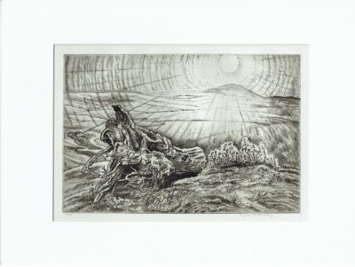 Wolstonbury' Etching by Edgar Holloway
