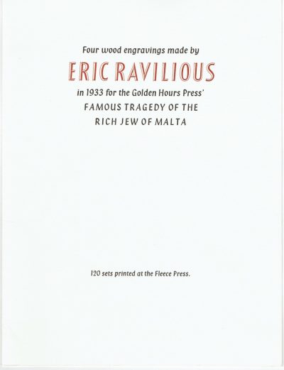 Four Wood Engravings by Eric Ravilious: The Jew of Malta