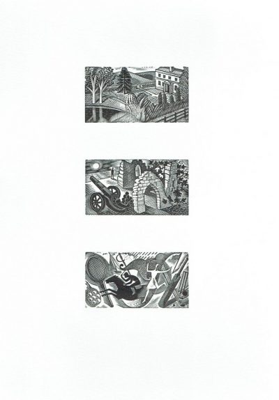 Three Vignettes From Thrice Welcome: Original Wood Engraving By Eric Ravilious
