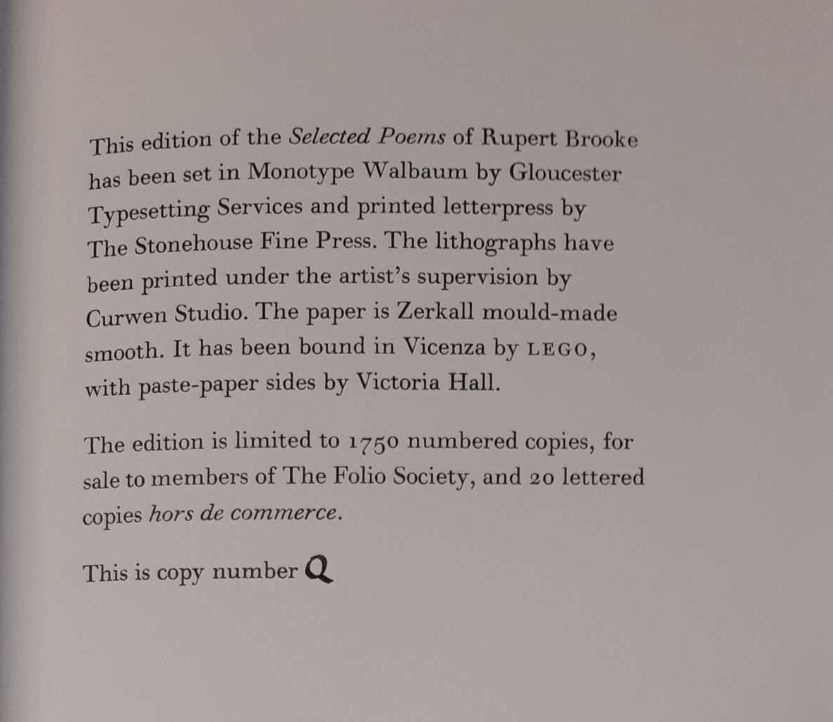 Rupert Brooke: Selected Poems (Lithographs by Ed Kluz) (Limited Edition) (Ronald Blythe Interest) - Image 4