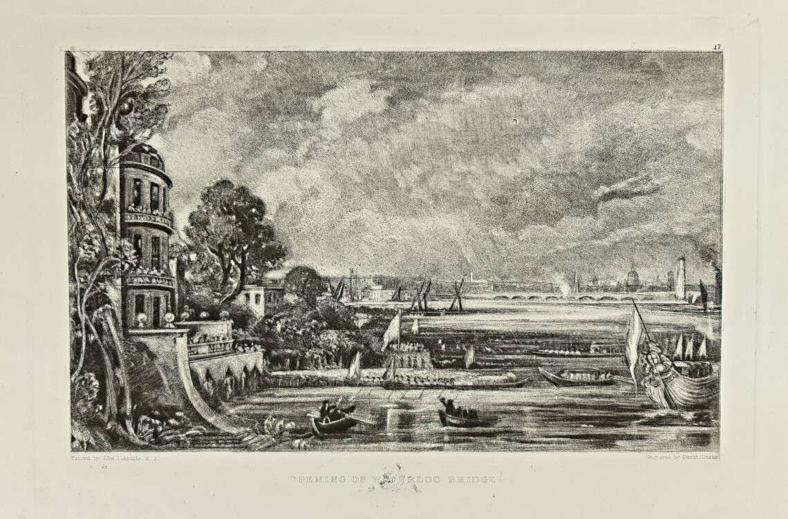 'Opening of Waterloo Bridge' Mezzotint Engraving (After a Work by John Constable). From ‘English Landscape Scenery’, 1855