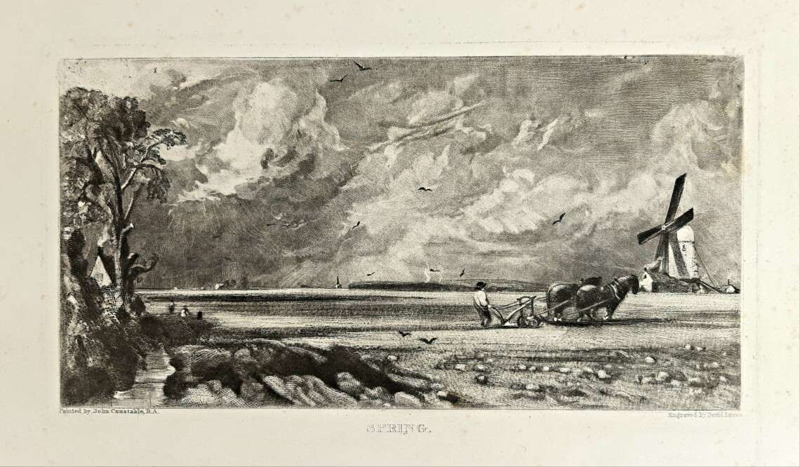 'Spring' Mezzotint Engraving (After a Work by John Constable). From ‘English Landscape Scenery’, 1855