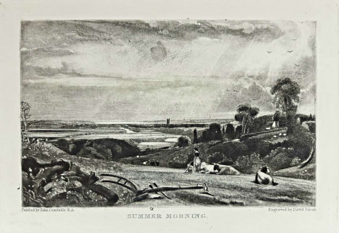 'Summer Morning' Mezzotint Engraving (After a Work by John Constable). From ‘English Landscape Scenery’, 1855