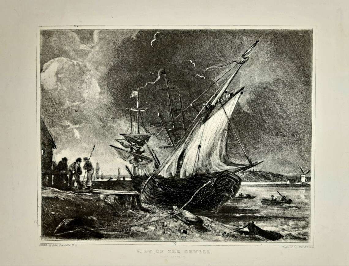 'View on the Orwell' Mezzotint Engraving (After a Work by John Constable). From ‘English Landscape Scenery’, 1855