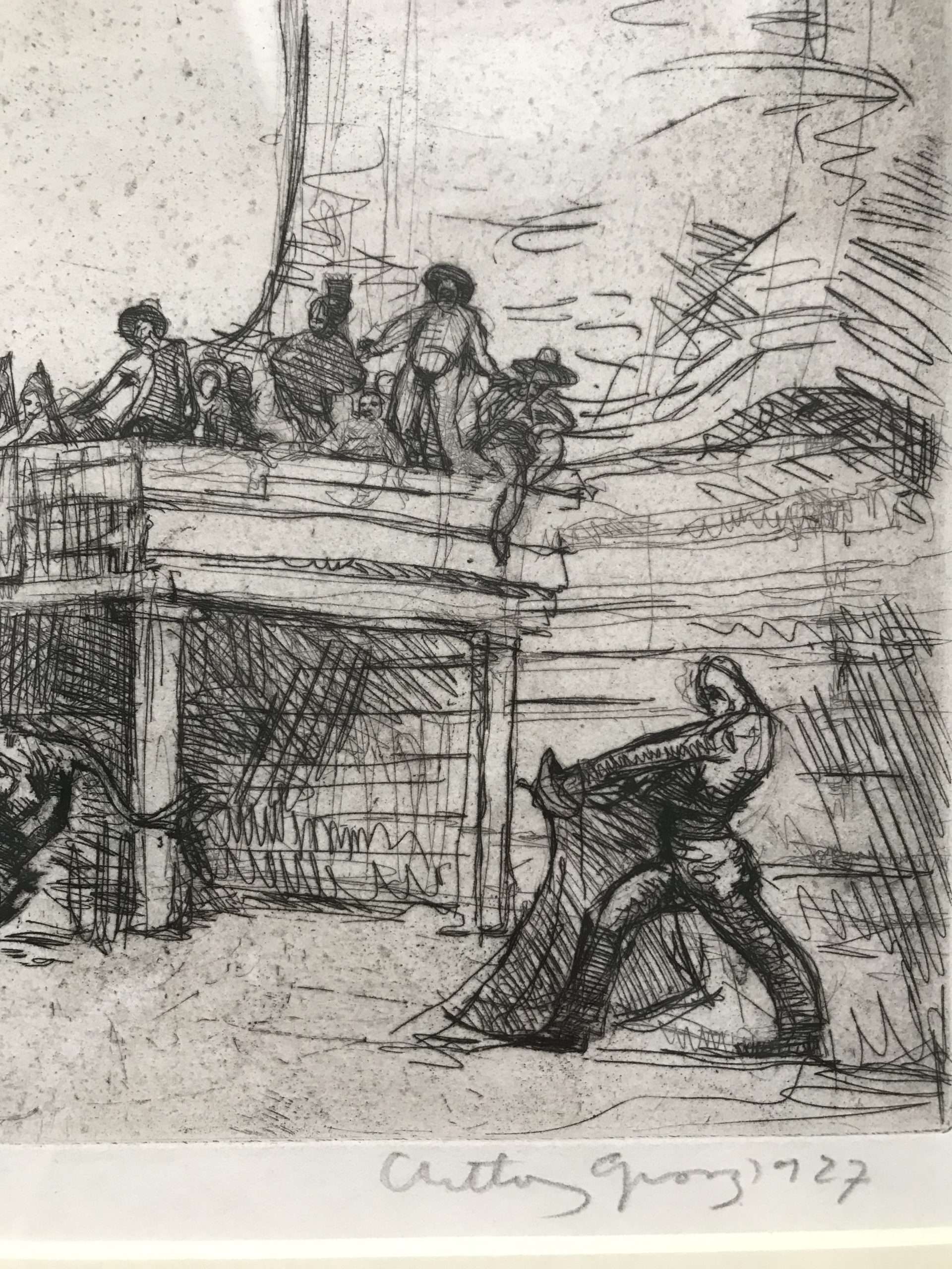 Anthony Gross ‘Village Bullfight’ Original Etching 1925 (FRAMED) - Image 2