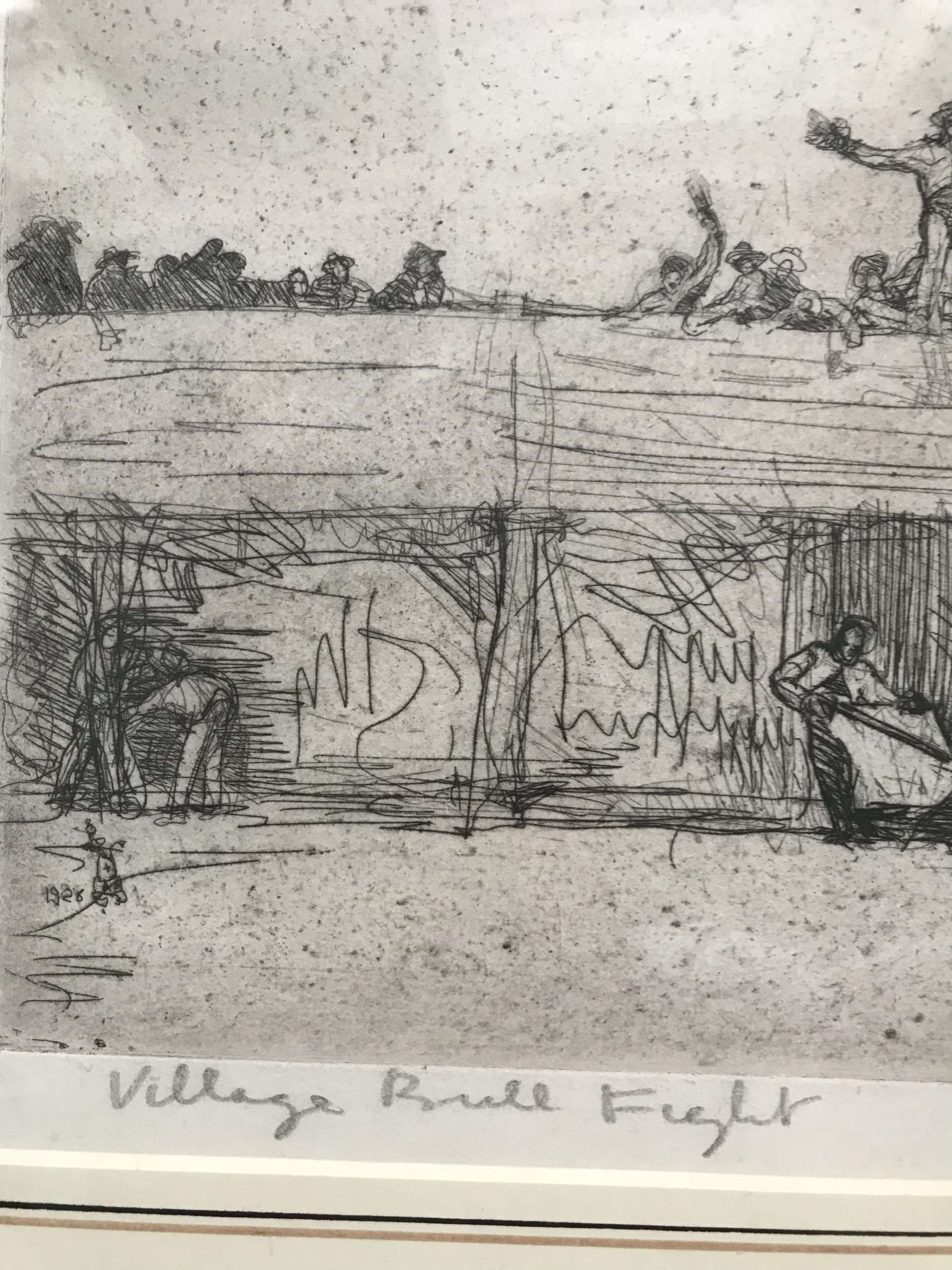 Anthony Gross ‘Village Bullfight’ Original Etching 1925 (FRAMED) - Image 3