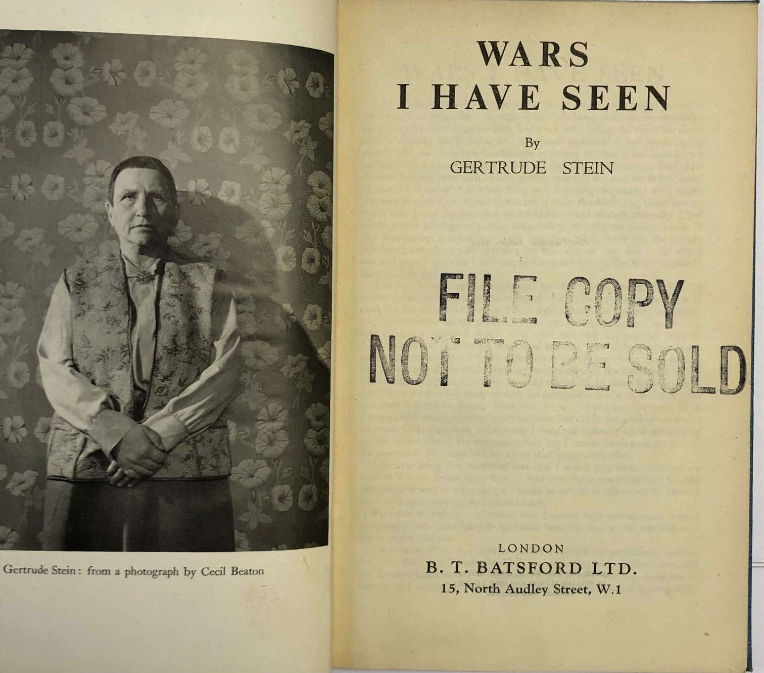 Wars I Have Seen by Gertrude Stein (Dust-Jacket by Cecil Beaton) - Image 3