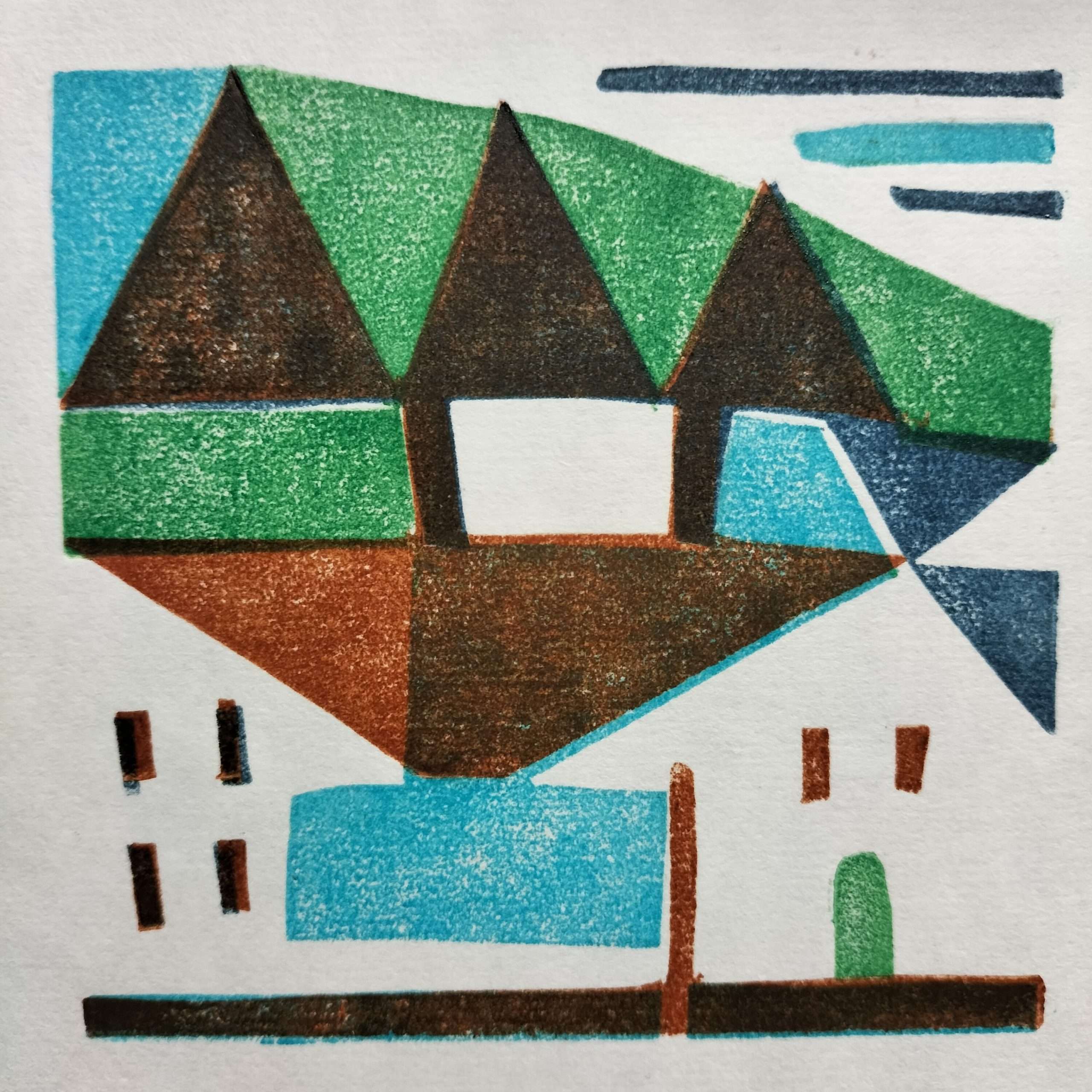 Houses and Flag