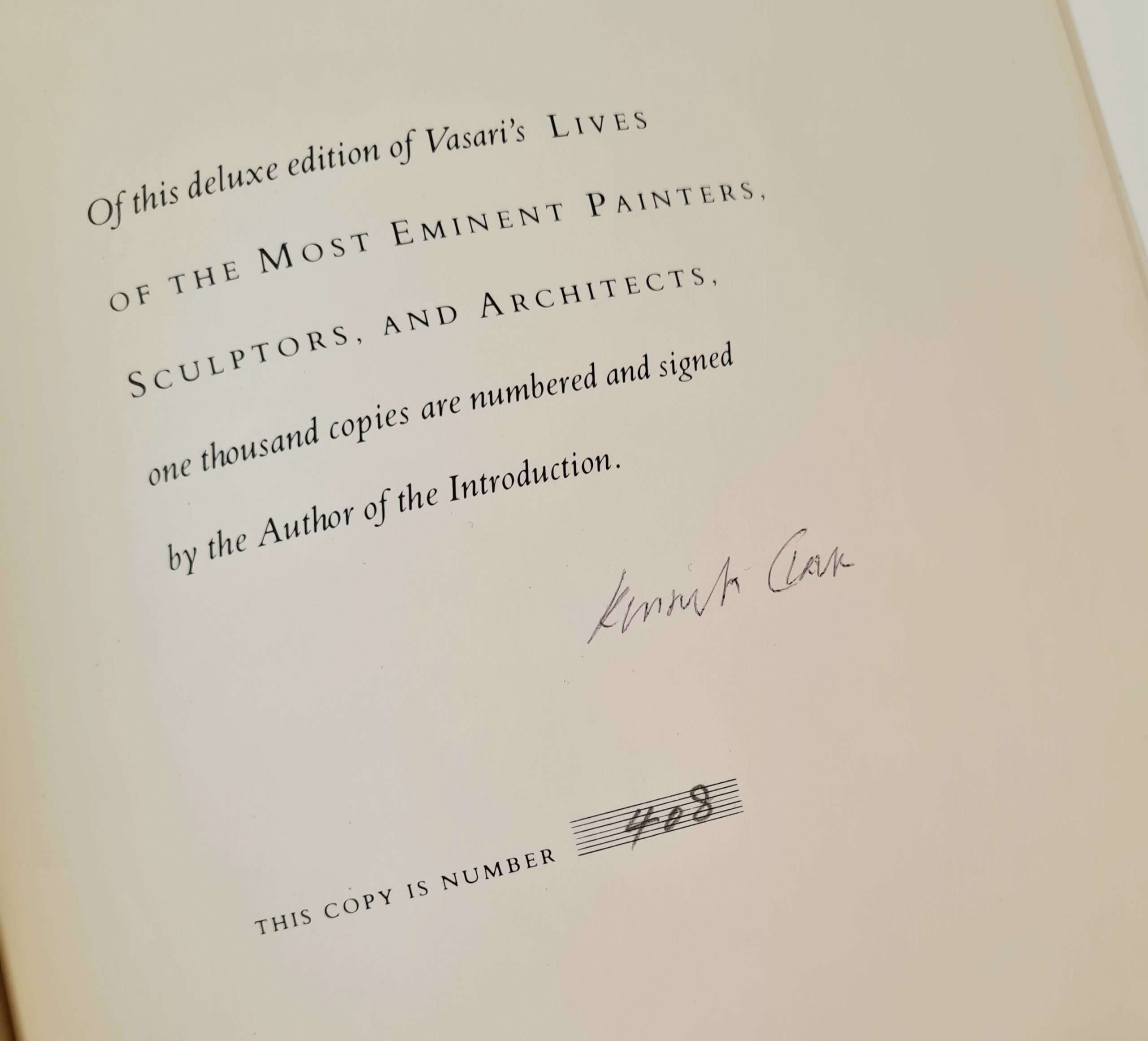 Lives of the Most Eminent Painters, Sculptors, and Architects (3 vols) (Signed by Kenneth Clark) - Image 3