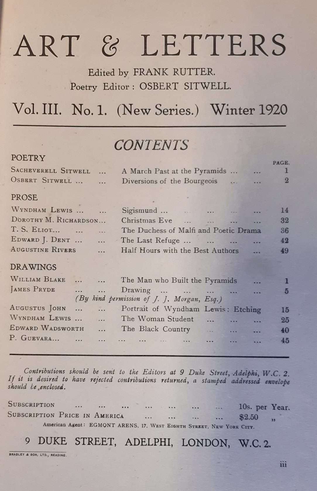 Art and Letters (Vol III No 1) (New Series) (Winter 1920) - Image 2