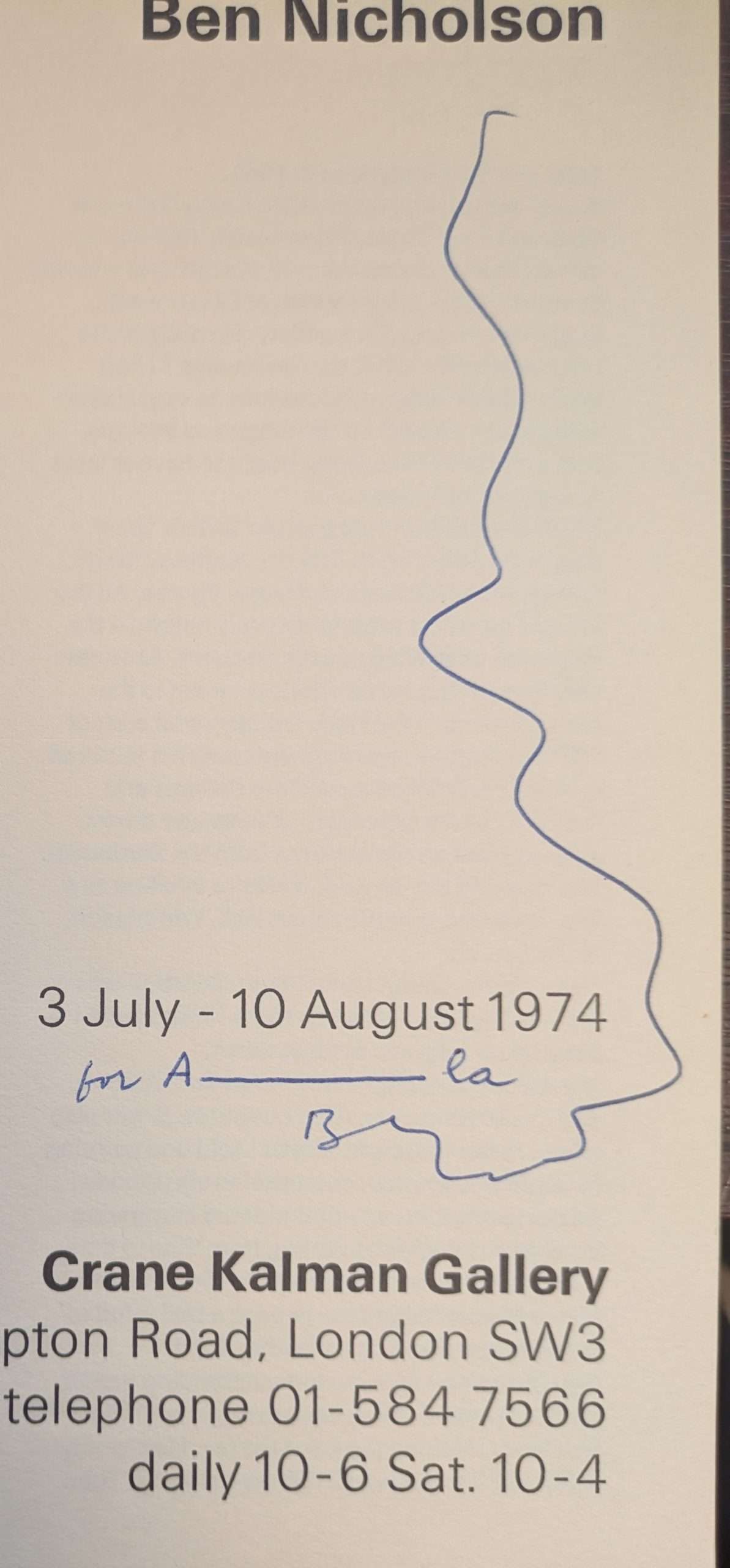 A Tribute to Ben Nicholson (Signed and Inscribed by Ben Nicholson) (1974) - Image 2