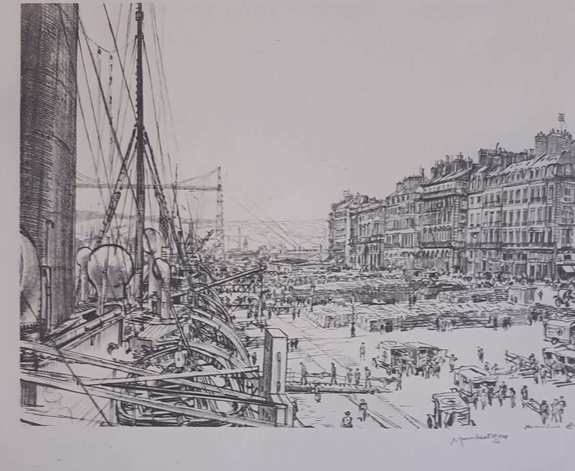 Taking the Wounded on Board (Signed) (Lithograph) (Sir Muirhead Bone) (1917/1918) - Image 2