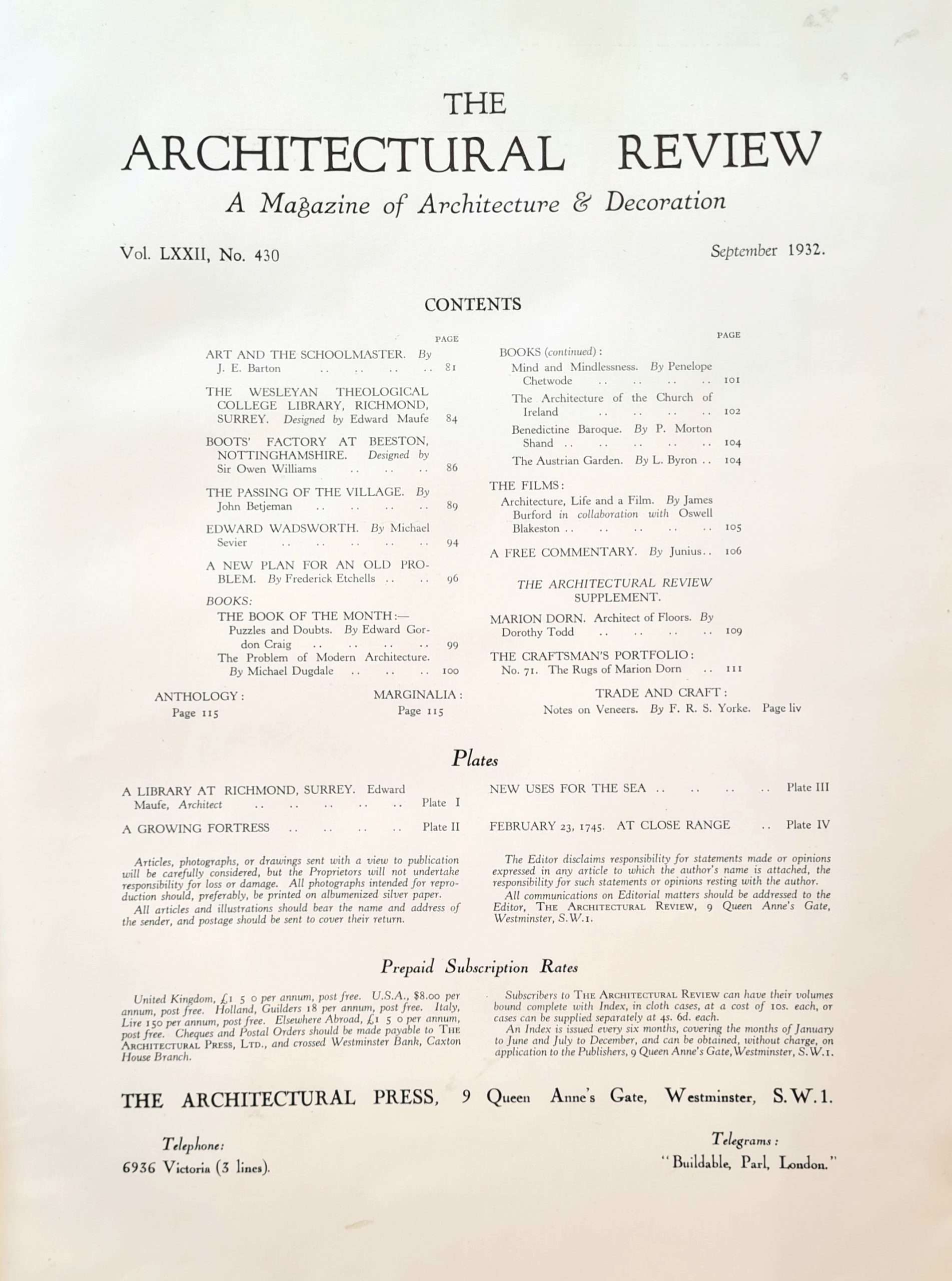 The Architectural Review 1932 (July to December) - Image 5