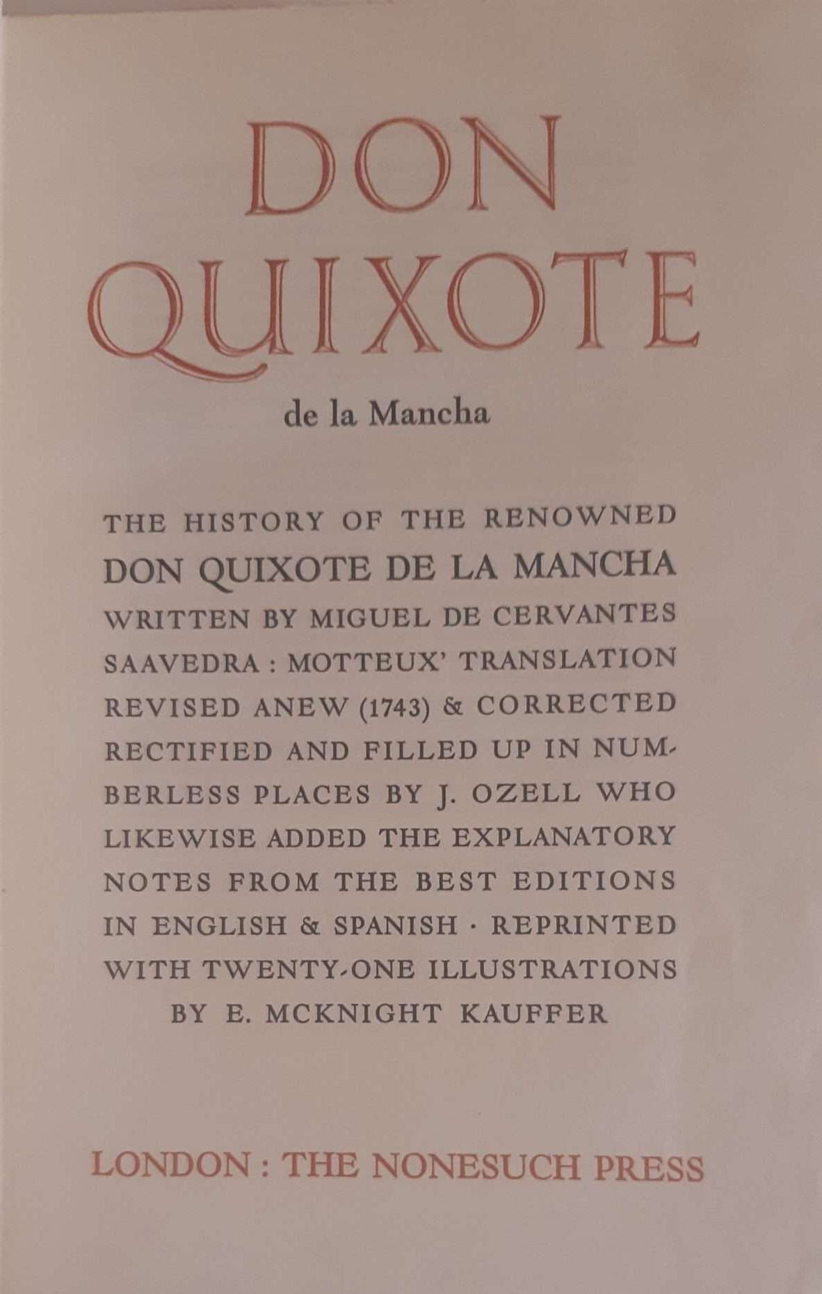 Don Quixote de la Mancha (1930) (Nonesuch Press) (McKnight-Kauffer) - Image 2