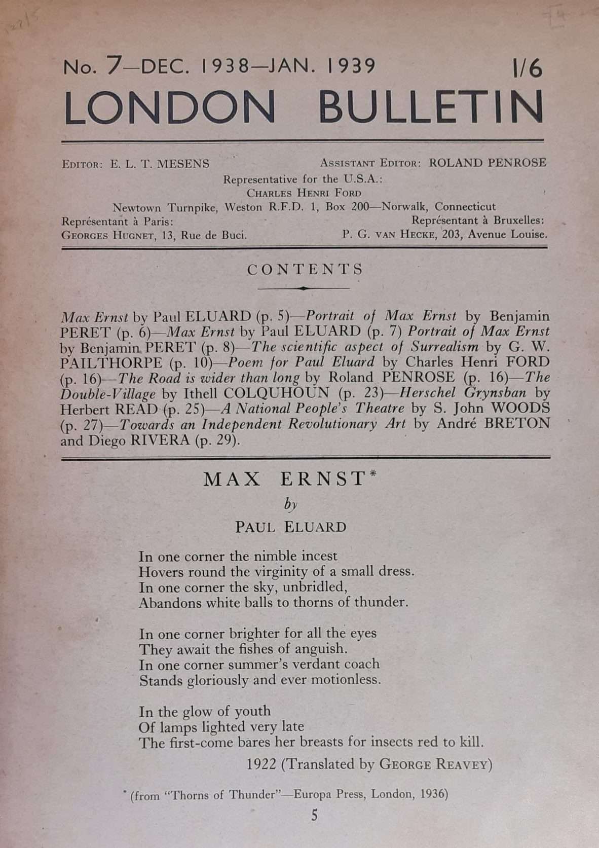 London Bulletin (Number 7) (December 1938 - January 1939) - Image 2