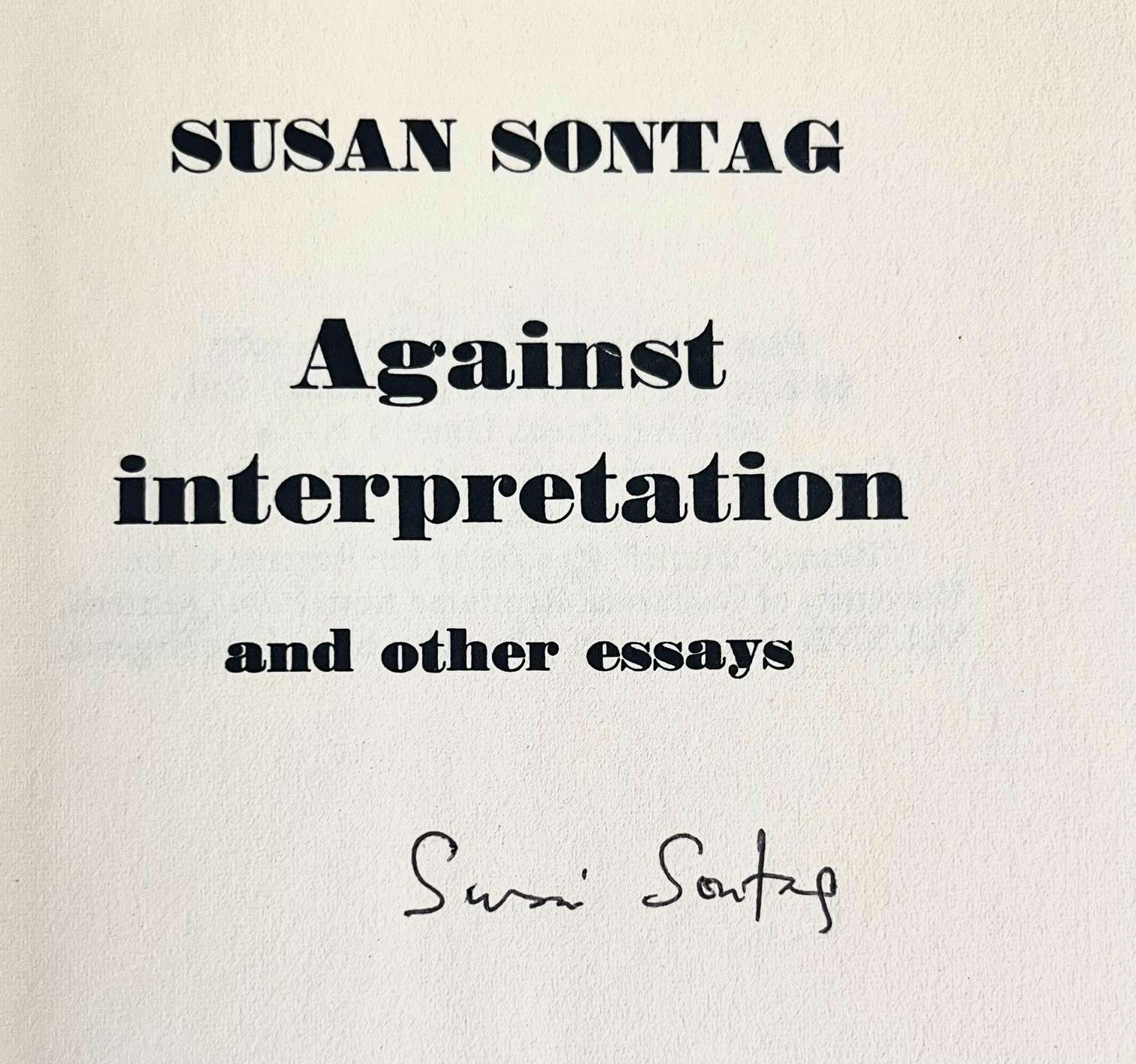 Susan Sontag: Against Interpretation (1967) (Signed by Susan Sontag) - Image 2