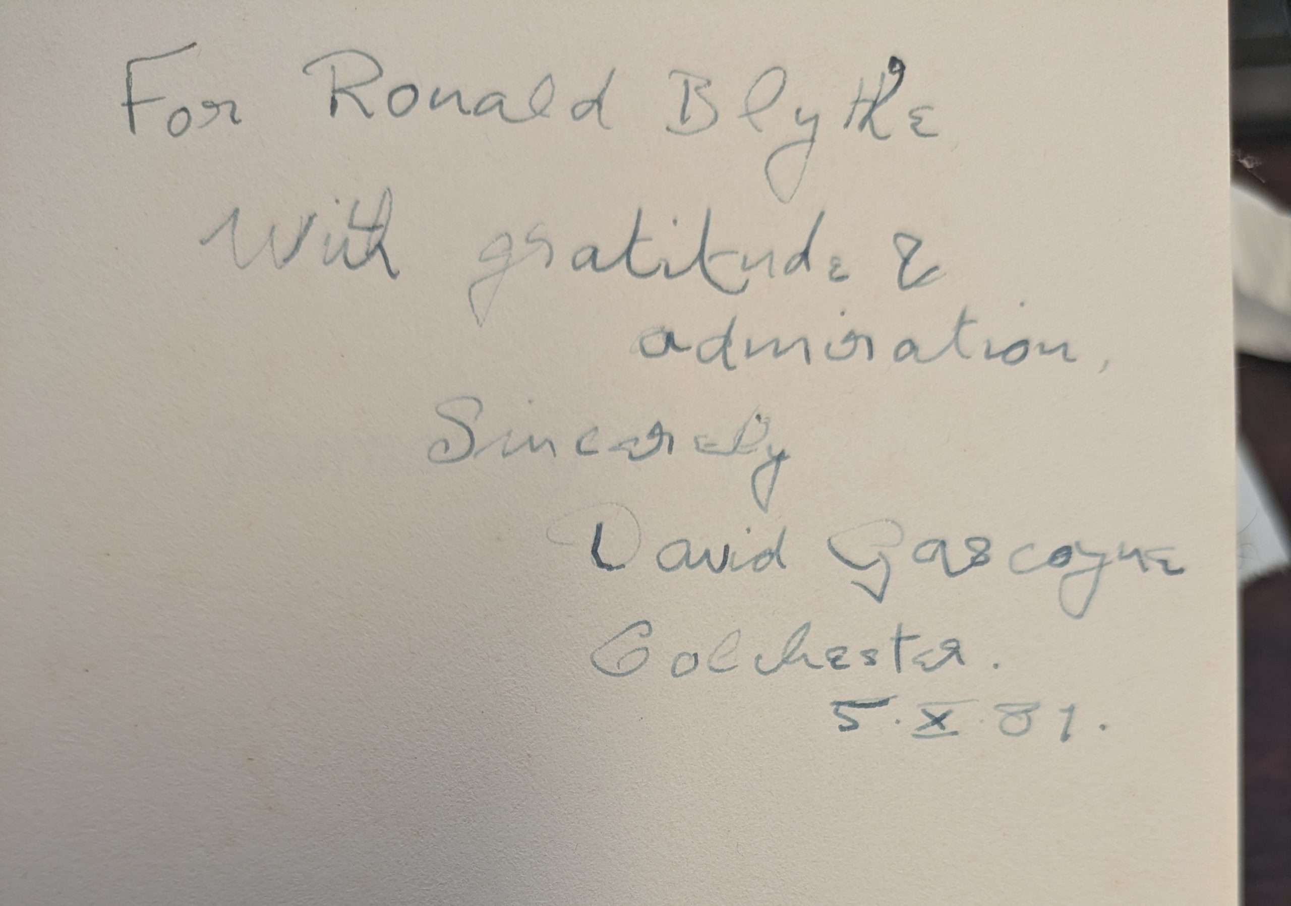 David Gascoyne Journals (2 Vols) (Inscribed by David Gascoyne to Ronald Blythe) - Image 5
